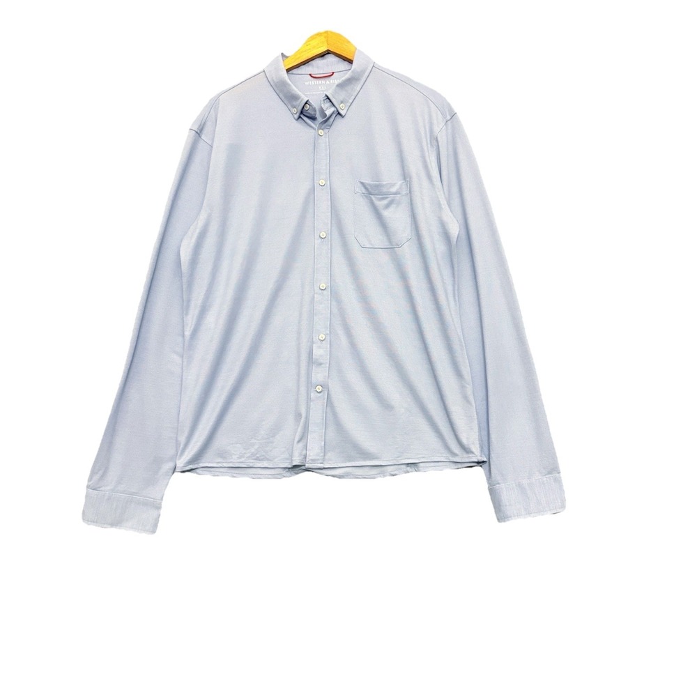 Western Rise Limitless Merino Button Down Shirt Mens XXL Blue Merino Wool Preppy